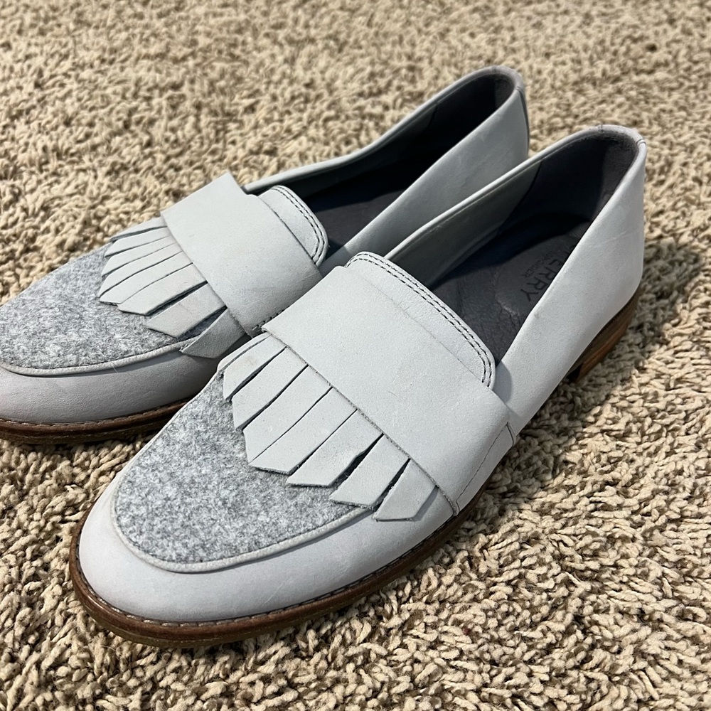 Sperry Light Gray Fringe Loafers